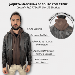 Jaqueta Masculina de Couro Marrom C/ Capuz  Ref. 775AMP