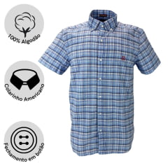 Camisa Masculina TXC Custom-X Xadrez Azul - Ref. 29039C
