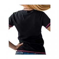 Camiseta Feminina Miss Country Cowgirl Preto /Rosa Ref: 814