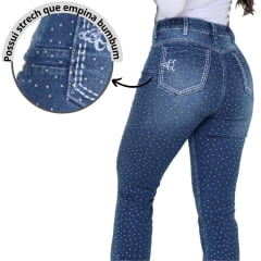 Calça Feminina Country City Eloísa Jeans Flare com Bordado e Strass Ref: 214