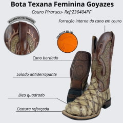 Bota Texana Feminina Goyazes Pirarucu Bege Ref: 236404PF
