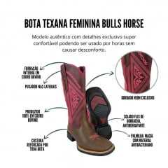 Bota Texana Feminina Bulls Horse  Dallas Castor Ref: 53006
