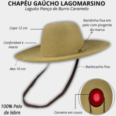 Chapéu Gaúcho Lagomarsino Laguito Pança de Burro Aba 10
