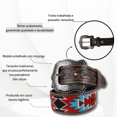 Cinto Masculino Pyramid Country Miçanga Colorida - Escolha a cor