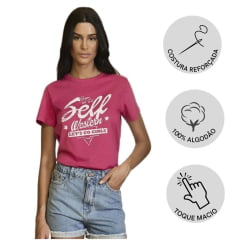 Camiseta Feminina Self Western T-Shirt Manga Curta Pink TSE