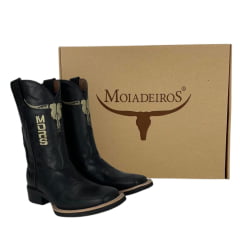 Bota Texana Masculina Moiadeiros Fossil Preto - Ref. 1913