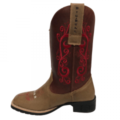 Bota Texana Feminina Big Bull Boots Areia Fóssil Vermelha