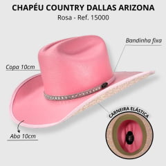 Chapéu Country Dallas Arizona Rosa Com Glitter - Ref. 15000