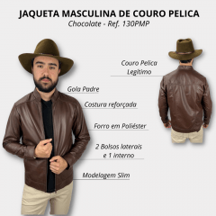 Jaqueta Masculina Badana de Couro Pelica Ref. 130PMP - Escolha a cor