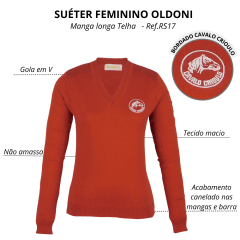 Suéter Feminino Oldoni Cavalo Crioulo - Ref. RS17 - Escolha a cor