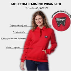 Moletom Feminino Wrangler Com Capuz Vermelho - Ref.WF9520