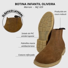 Botina Oliveira Infanto Juvenil Solado PVC Marrom - Ref. 029