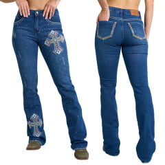 Calça Jeans Country Feminina Western Wrangler Tradicional Reta