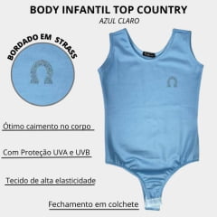 Body Infantil Top Country Regata Azul Claro Simples