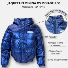 Jaqueta Feminina Os Moiadeiros Metalizada Azul - Ref. RJTF71