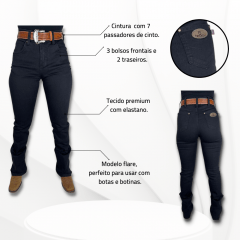 Calça Jeans Flare Preta Feminina Race Bull - Ref. 018PT