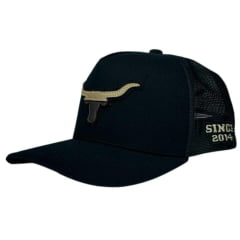 Boné Preto Longhorn Truck Boi Bordado - Ref. KL 0001