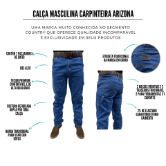 Calça Masculina Carpinteira Arizona Azul Clara Ref:2040DV