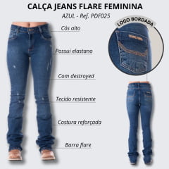 Calça Feminina Texas Farm Jeans Flare Wash Basic Ref. PDF026