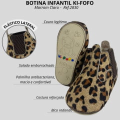 Botina Infantil Ki-Fofo Baby Couro Oncinha Ref. 2830