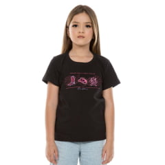 Camiseta Infantil Ox Horns Manga Curta Com Strass Preta R. 5183