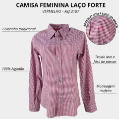Camisa Feminina Laço Forte Manga Longa Vermelho - Ref. 3107