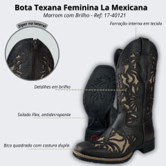 Bota Texana Feminina La Mexicana Com Brilho - Ref: 17-40121