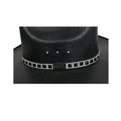 Chapéu Country Mundial Dakota Preto Branco Strass Aba 12