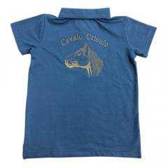 Camiseta Polo Infantil Cavalo Crioulo Colbeck Azul