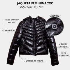 Jaqueta Feminina Extra Puffer Vinil TXC Preto Ref: 7231