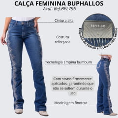 Calça Feminina Buphallos Jeans Bootcut Brilho R. BPL796
