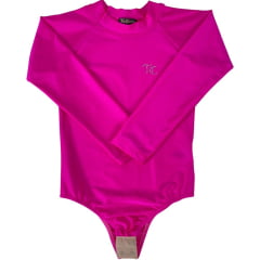 Body Infantil Top Country Manga Longa Rosa Pink Simples