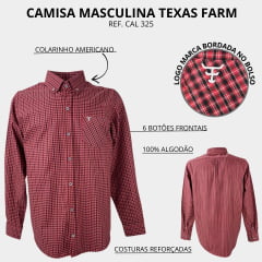 Camisa Masculina Texas Farm Manga Longa Xadrez - Escolha a cor