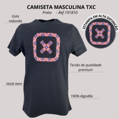 Camiseta Masculina Manga Curta TXC Preta Bandeira Ref.191810