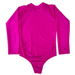 Body Infantil Top Country Manga Longa Rosa Pink Simples