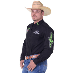 Camisa Masculina Bordada Radade Green Bull Preto/Azul Marinho - Escolha a cor