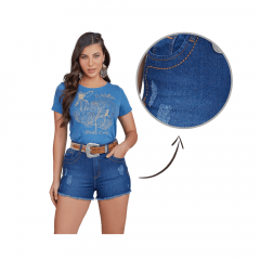 Shorts Jeans Feminina Minuty Azul Escuro Ref. 221229