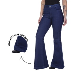 Calça Feminina Wrangler Jeans Maxi Flare Azul Ref. WF2103UN