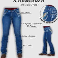 Calça Feminina Dock's Jeans Flare e Bordado - Ref.003434-005