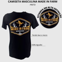 Camiseta Masculina Made In Farm Manga Curta Preta Red Necks