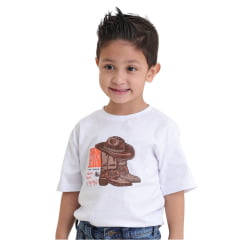 Camiseta Infantil Pura Raça Branca Botas Ref: 070087000002