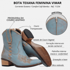 Bota Texana Feminina Vimar Cano Curto Azul Claro Ref. 11254