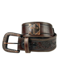 Cinto Masculino Pyramid Country Marron Bordado Ref: 7864