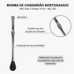 Bomba Bortonaggio Chimarrão Pequena Inox 14 Cm - Ref. 302