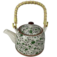 Chaleira Para Chá Teapot Cerâmica Florida Verde - Ref. 4013