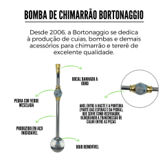 Bomba de Chimarrão Bortonaggio com Pedra Verde - D257