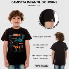 Camiseta Infantil Ox Horns Manga Curta Preta Ref. 5194