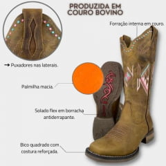 Bota Texana Feminina Goyazes Couro Dallas Flex Ref.233202-CF