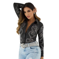 Body Feminino Country City Brenda Roxo Colarinho Ref:080 - Escolha a cor