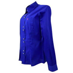 Camisa Feminina Laço Forte Manga Longa Azul Royal Ref. 3107